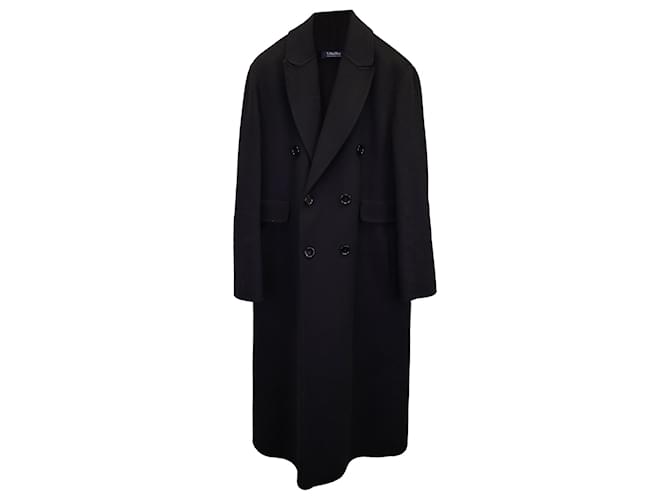 'S Max Mara lined-Breasted Coat in Black Wool  ref.1266099