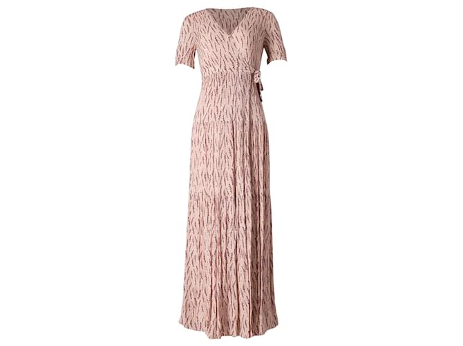 Ba&Sh Floral Print Wrap Maxi Dress in Pink Viscose Cellulose fibre  ref.1266137