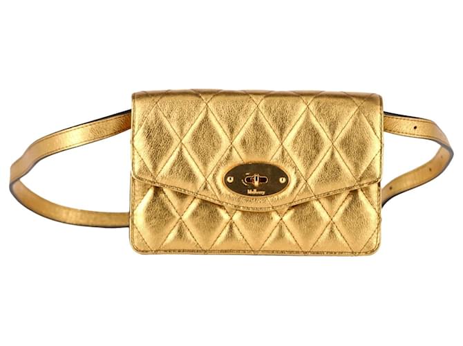 Mulberry Small Darley Quilted Belt Bag in Gold Leather Golden  ref.1266152