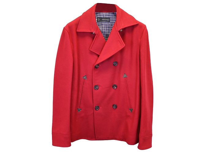 Dsquared2 Cappotto foderato in lana rossa Rosso