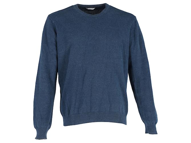 Loro Piana Crewneck Sweater in Blue Cotton Navy blue  ref.1266214