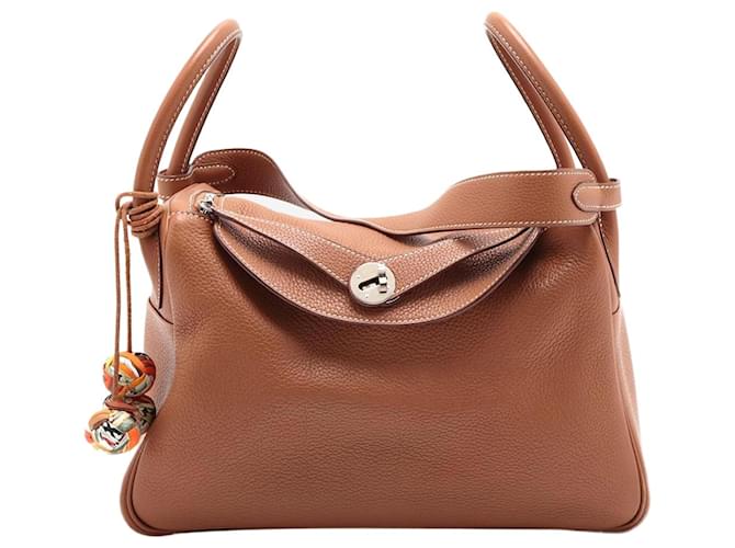 Hermès brown 2007 Lindy 30 Taurillon Clemence leather bag  ref.1266277
