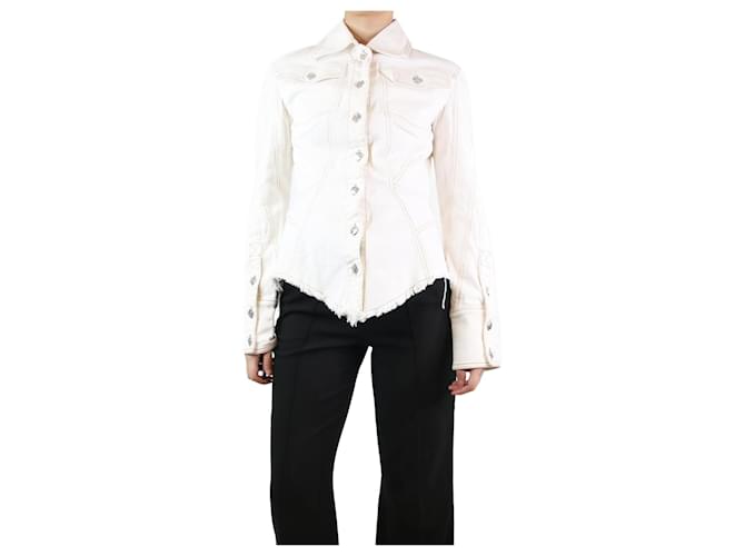 Thierry Mugler Ecru contrast-stitched denim jacket - size UK 8 Cream  ref.1266278