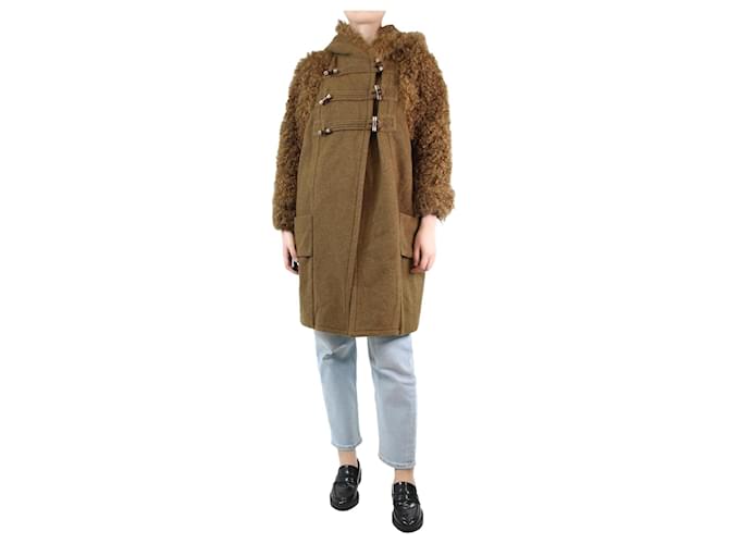 Sonia Rykiel Abrigo con capucha de lana marrón - talla UK 10 Castaño  ref.1266282