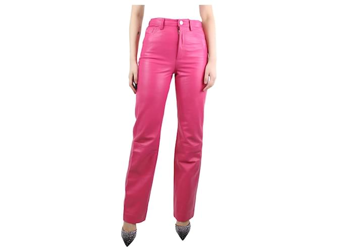Autre Marque Fuchsia leather trousers - size UK 10 Pink  ref.1266283