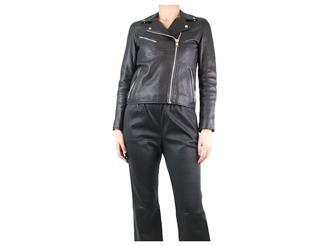 Autre Marque Black leather biker jacket - size S  ref.1266286