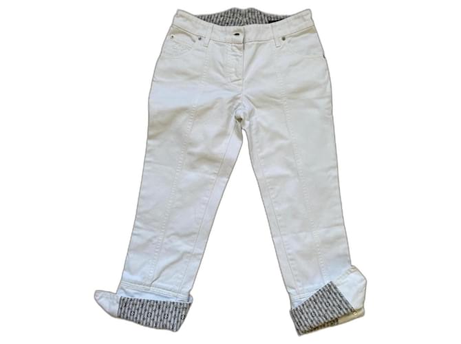 Louis Vuitton Pantalones, leggings Blanco Algodón  ref.1266301