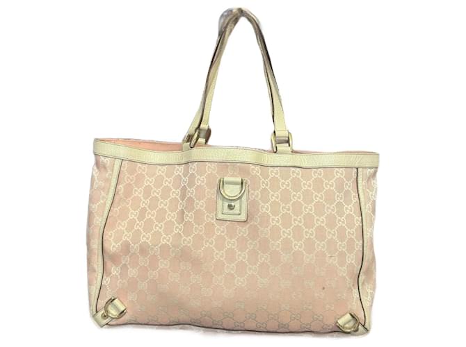 Bolso de mano vintage Gucci Abbey D en rosa bebé y blanco. Cadena  ref.1266318