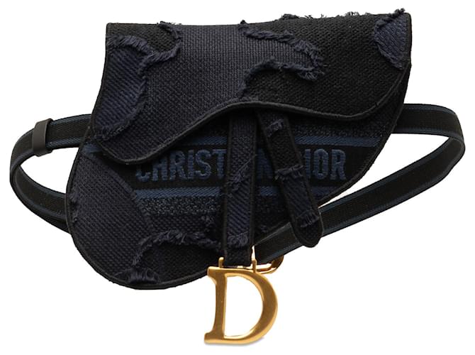 Dior Blue Camouflage Saddle Belt Bag Dark blue Cloth Cloth  ref.1266321