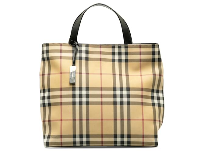 Burberry Brown House Check Handbag Beige Cloth Cloth  ref.1266360