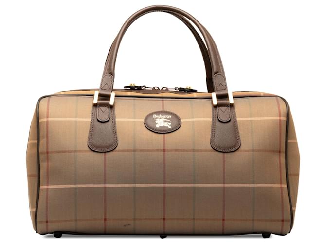 Burberry Brown Vintage Check Boston Bag Leather Cloth Pony-style calfskin Cloth  ref.1266362