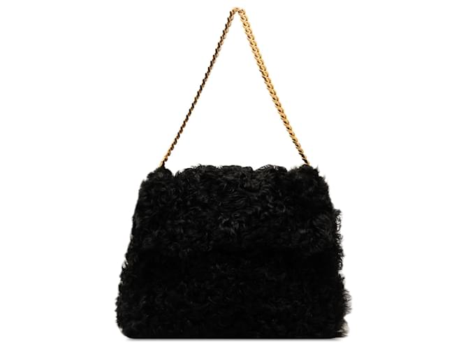 Céline Celine Black Gourmette Fur Chain Shoulder Bag  ref.1266376