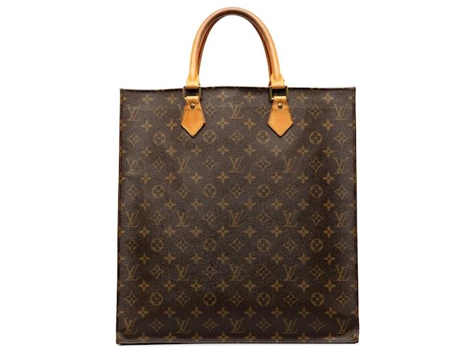 Louis Vuitton Brown Monogram Sac Plat Leather Cloth  ref.1266383
