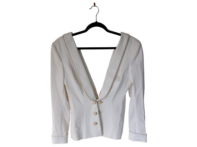 Autre Marque Giacca Claudine Ivari in Cotone Bianco e Seta