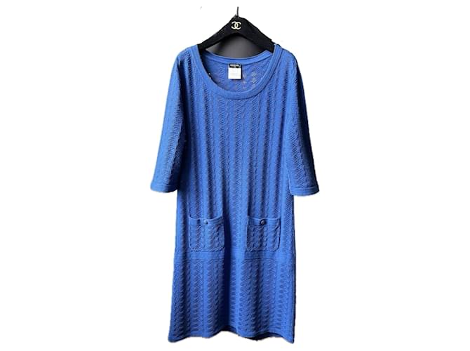 Chanel Paris / Singapore CC Buttons Summer Dress Blue Cotton  ref.1266399