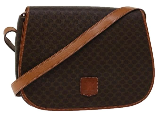 Céline CELINE Macadam Canvas Shoulder Bag PVC Leather Brown Auth ki4098  ref.1266598