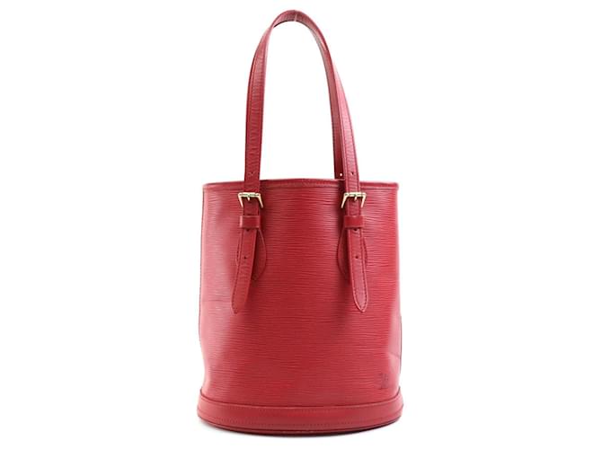 Louis Vuitton Bucket Red Leather  ref.1267183