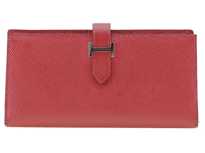 Hermès Béarn Red Leather  ref.1267312