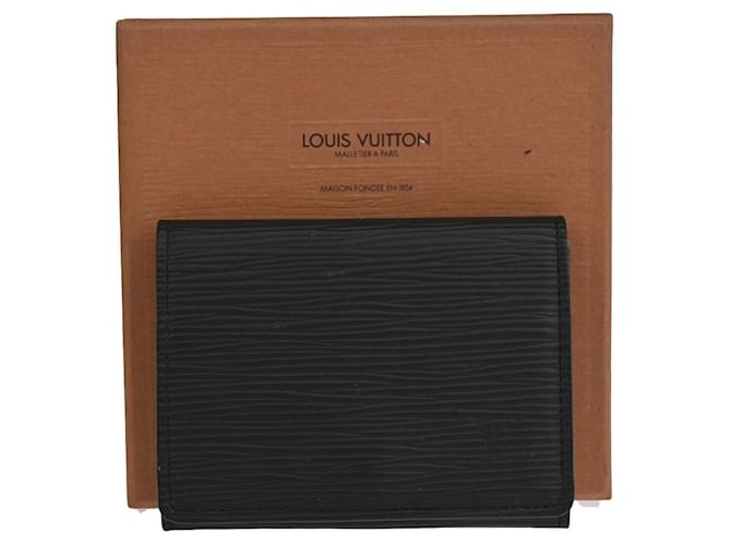 Louis Vuitton Enveloppe Carte de visite Preto Couro  ref.1267365