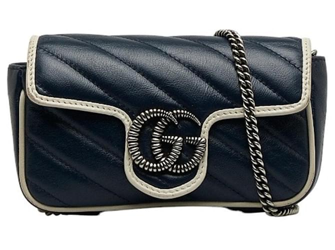 Gucci GG Marmont Navy blue Leather  ref.1267600