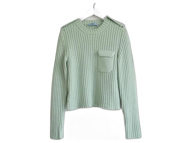 Prada AW23 Wool & Cashmere Utility Sweater Light green  ref.1268169
