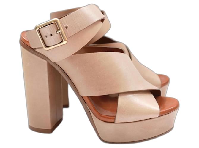 Chloé Chloe chunky strap block heel sandals Camel Leather  ref.1268181