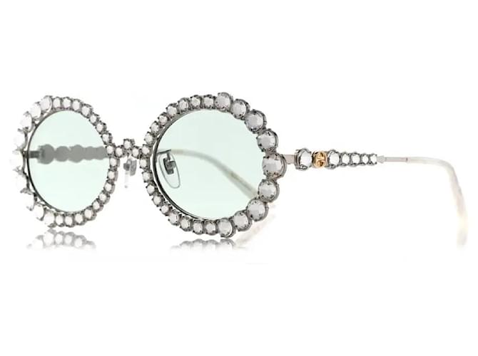 Gucci - Gafas de sol ovaladas con cristales Swarovski Plata Metal  ref.1268193