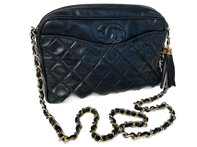 Vintage Chanel Camera crossbody bag Black Leather  ref.1268207
