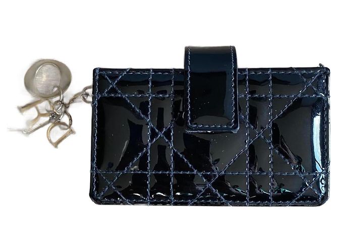 Dior Lady Kartenetui schwarzes Lackleder