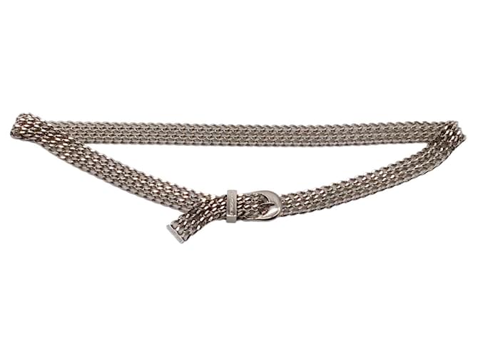 Autre Marque Chanel vintage 1997 Silver Logo Embellished Buckle Chain Belt Silvery Metal  ref.1268268