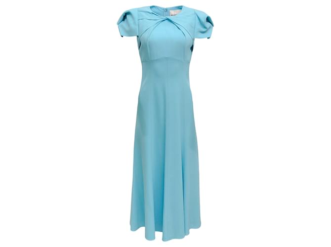 Autre Marque Roland Mouret Robin Blue Twist Cap Sleeve Dress Viscose  ref.1268280