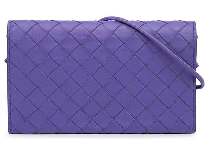 Bolso bandolera morado con cartera y correa Intrecciato de Bottega Veneta Púrpura Cuero  ref.1268295