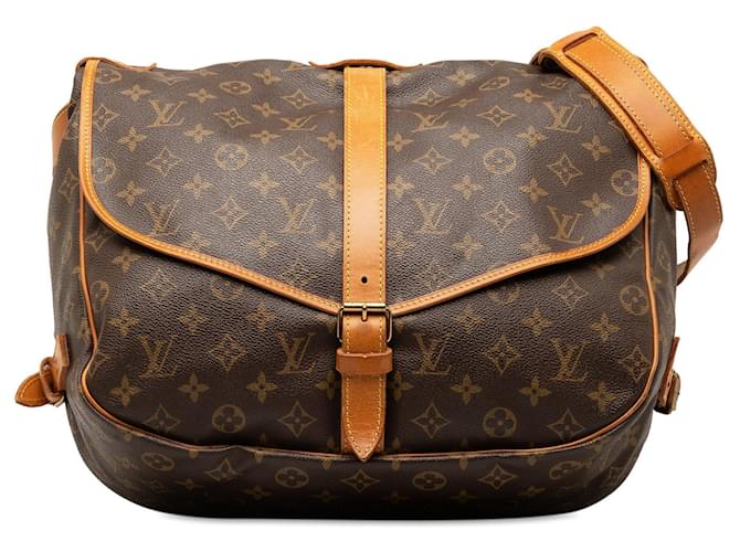 Brown Louis Vuitton Monogram Saumur 35 Crossbody Bag Leather  ref.1268313