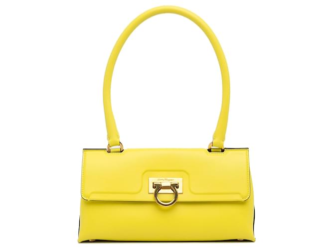 Salvatore Ferragamo Yellow Ferragamo Trifolio Long Top Handle Handbag Leather  ref.1268326