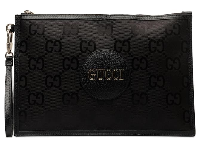 Black Gucci GG Nylon Off The Grid Pouch Clutch Bag Leather  ref.1268344