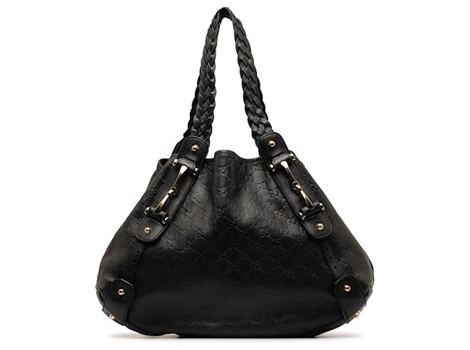 Black Gucci Guccissima Horsebit Pelham Shoulder Bag Leather  ref.1268345