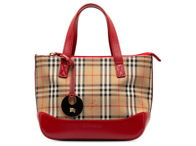 Tan Burberry Haymarket Check Handbag Camel Leather  ref.1268350
