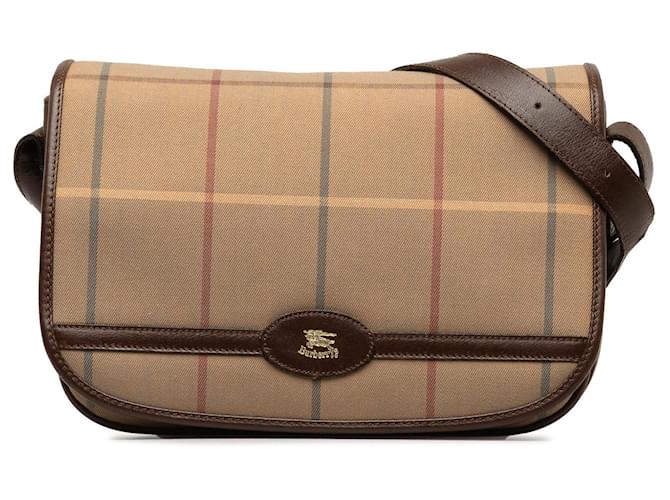 Brown Burberry Vintage Check Crossbody Bag Leather  ref.1268351