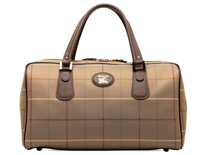 Brown Burberry Vintage Check Travel Bag Leather  ref.1268352