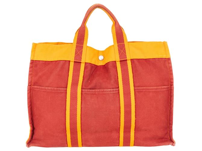 Hermès Hermes Cotton Fourre Tote MM Rot Baumwolle  ref.1268369