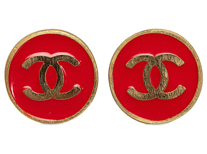 Gold Chanel CC Clip On Earrings Golden Gold-plated  ref.1268390