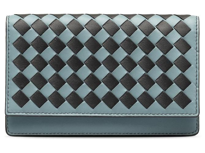 Blue Bottega Veneta Intrecciato Flap Long Wallet Leather  ref.1268395
