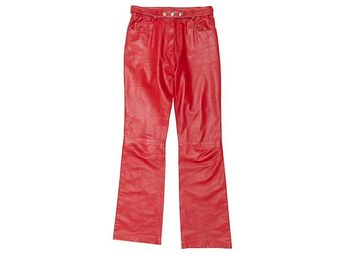 Calça de couro Dolce & Gabbana vermelha vintage tamanho US S/M Vermelho  ref.1268426