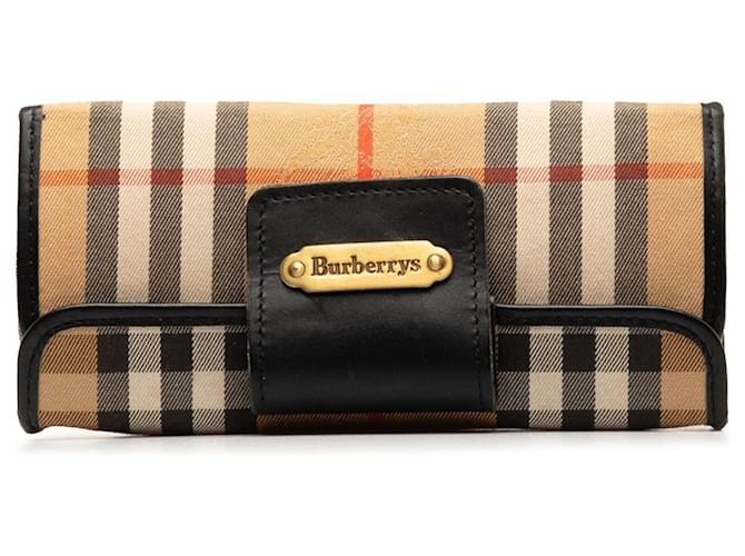 Brown Burberry Haymarket Check Golf Pouch Leather  ref.1268429
