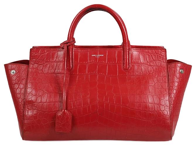 Cabas Rive Gauche Yves Saint Laurent Rive Gauche Cabas Small Tote Bag Red Leather  ref.1268436