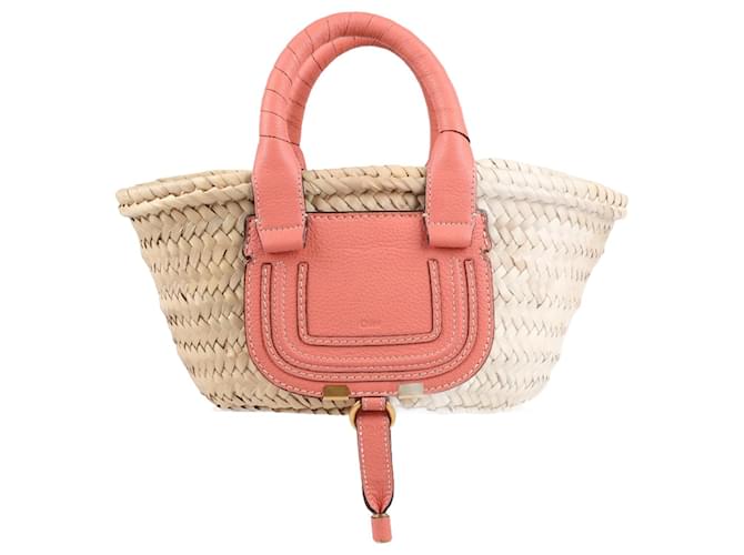 CHLOÉ Marcie Basket Mini Bolsa em Sunny Coral Bege Couro  ref.1268437