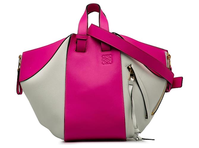 Pink Loewe Medium Bicolor Hammock Satchel Leather  ref.1268453