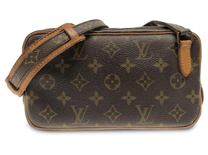 Brown Louis Vuitton Monogram Pochette Marly Bandouliere Crossbody Bag Cloth  ref.1268472