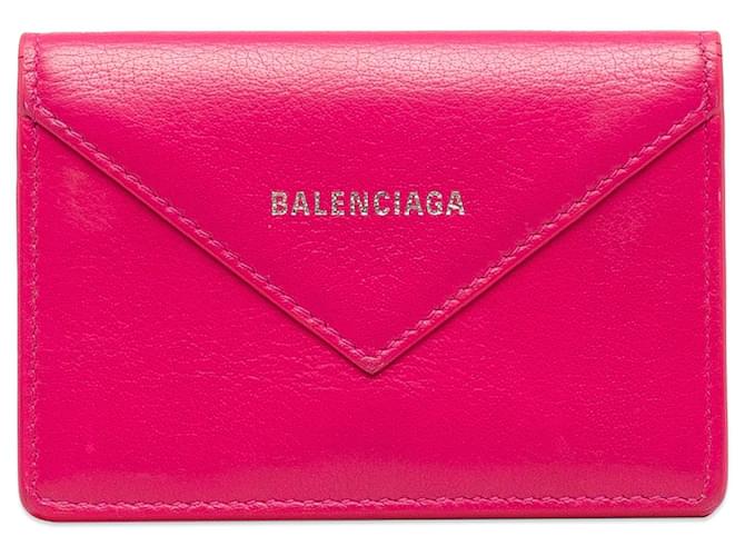 Rotes Balenciaga-Mini-Portemonnaie aus kompaktem Papierleder  ref.1268478
