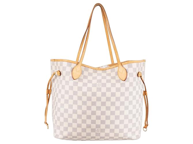 Louis Vuitton Damier Azur Neverfull MM Shopper Bag Brown Cloth  ref.1268501